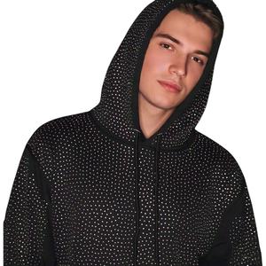 เสื้อฮู้ดขนแกะแบบสวมศีรษะของผู้ชายเสื้อสเวตเตอร์แบบสวมหัวประดับพลอยเทียม100% เพชรผ้าฝ้ายตามสั่ง - Product Image 1