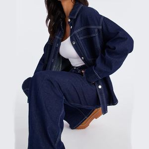 Blouse sculptée de créateur, finition prestige, pour femme, ensemble en jean sur mesure, vente en gros - Product Image 4