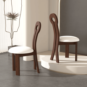 Set di 2 Sedie da Pranzo in Legno Massello con Design a Chiave e Cuscino in Pelle PU Bianca, Ideali per Cucina e Sala da Pranzo - Product Image 1