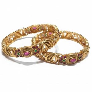 Bracelets indiens en alliage plaqué or, motif floral, incrustation de strass en cristal, bijoux ethniques de mariage, certifiés pour femmes, tendance - Product Image 5