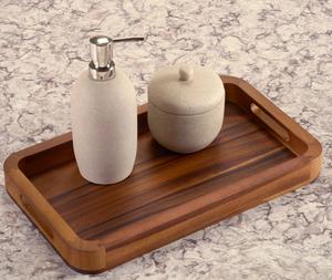 Bandeja de Servir Rectangular Mediana de Madera de Acacia, Grado Comercial, Ecológica, Duradera, con Base Sólida para Uso en Catering - Product Image 3