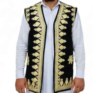 Gilet afghan personnalisable tendance pour homme – Qualité supérieure, anti-boulochage, boutons élégants, style décontracté pour cérémonies culturelles - Product Image 1