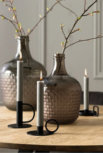 Bougeoir et chandelier décoratifs modernes de luxe en métal noir mat pour Noël et les mariages - Product Image 4