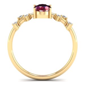 แหวนหมั้นเพชรโมอิสซาไนต์ทองคำแท้ 14K ทรงรี 0.75 กะรัต ประดับทับทิม ของขวัญแต่งงานสำหรับผู้หญิง REYES ขายดี - Product Image 4