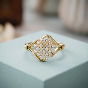 Bague de luxe scintillante en diamant rond, cultivé en laboratoire, avec or massif 18 carats, bijou de promesse raffiné, cadeau pour petite amie - Product Image 3