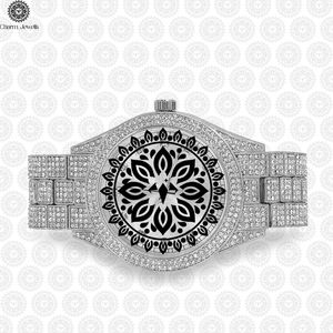 Charm Jewells Luxury Stainless Steel <b>Watch</b> <b>Diamond</b> Encrusted Round Dial Analog Quartz Folding Clasp Unisex 42mm - Product Image 5