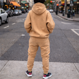 Ensemble de survêtement unisexe épais à demi-zip, 400 g/m², 100 % coton, grandes tailles, coupe ajustée, pour l'hiver - Product Image 2