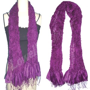 Écharpe longue en soie violette, couleur unie, élégante, accessoire de mode pour femmes, toutes saisons, multifonctionnelle - Product Image 3