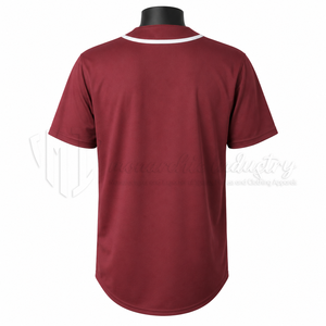 Maillot de baseball unisexe bordeaux à manches courtes, boutonné sur le devant, 100 % polyester, tissu en maille, personnalisable avec le nom de l'équipe, respirant, séchage rapide - Product Image 2