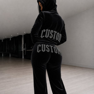 Wholesale womens tracksuit cotton fleece tracksuit custom logo for US streetwear brands low MOQ supplier - Product Image 6