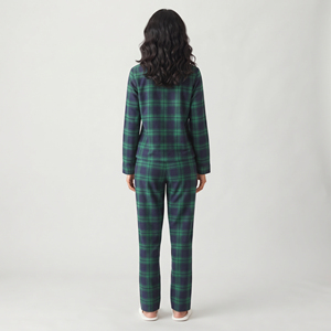 Ensemble de pyjama à carreaux pour femmes, manches longues, boutonné, pantalon à cordon de serrage, décontracté, 100% coton, vêtements de nuit d'hiver, coupe régulière - Product Image 6