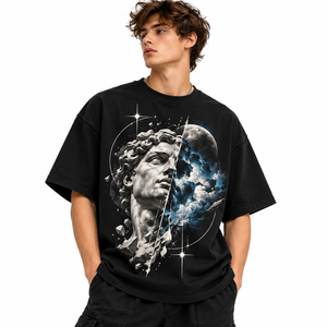 เสื้อยืดโอเวอร์ไซส์ลายกราฟิกสำหรับผู้ชาย ขายส่ง ผ้าฝ้าย 100% เป็นมิตรกับสิ่งแวดล้อม ระบายอากาศได้ดี ทรงหลวมไหล่ตก สไตล์สตรีทแวร์ - Product Image 1