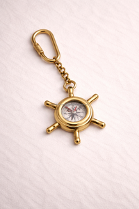 Vintage brass compass keychain ship wheel design metal navigation key holder nautical theme keyring for <b>gift</b> and souvenir use - Product Image 6