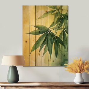 Arte de Pared de Madera con Hojas de Bambú Pintadas a Mano |   Adorno Colgante de Madera Natural |   Venta al por Mayor en Moradabad - Product Image 2