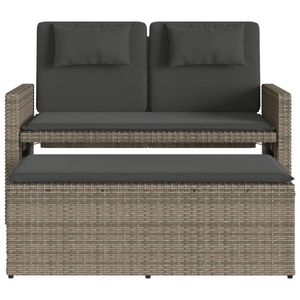 Banc de patio inclinable en poly rotin gris avec coussins - Product Image 6