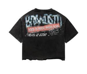 Camiseta de algodón 100% para hombre, diseño gráfico TAHAD personalizado de fabricante, estampado integral, estilo vintage urbano, cuello redondo, corte cuadrado. - Product Image 3