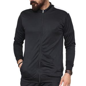 Conjunto Deportivo Negro para Hombre, Sudadera con Capucha y Cierre Completo, Pantalones Deportivos Casuales, Ropa Deportiva de Otoño, 100% Poliéster Tejido Transpirable, Cuello Alto - Product Image 3