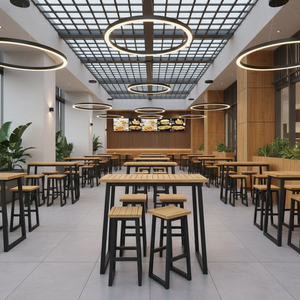 Mesa de Estilo Rústico Moderno con Estructura de Hierro y Madera de Caucho para Uso en Exteriores en Áreas de Entrada de Apartamentos, Procedente de Vietnam - Product Image 6