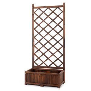 Fioriera da Giardino Esterna Alta 67 Pollici con Pannelli a Griglia, Fioriera Rialzata in Legno con Fori Decorativi - Product Image 1