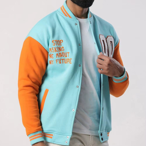 ผู้ผลิต OEM เสื้อแจ็คเก็ตเบสบอล Letterman Varsity คุณภาพสูงสำหรับผู้ชาย ปักลายตามสั่ง แขนผ้าใบหนัง ผลิตจากวัสดุรักษ์โลก - Product Image 2