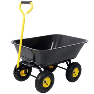 Carrello da Giardino Grande con Capacità di 270 kg, Ruote da 10 Pollici, Carrello Ribaltabile in Metallo Nero per Giardinaggio e Costruzioni - Product Image 1