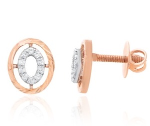 Pendientes contemporáneos de oro rosa con diamantes naturales para mujer, ajuste regular, elegantes, ligeros, joyería de moda - Product Image 4