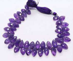 Perles d'améthyste africaine naturelle facettées en forme de marquise 6x11-8x13 MM, perles de pierres précieuses d'améthyste, perles d'améthyste violettes de 8 pouces pour bijoux - Product Image 3