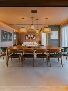 Juego de Comedor Moderno de Teca con Sillas Tapizadas, Muebles Contemporáneos de Lujo para Interiores de Villas y Hoteles - Product Image 4