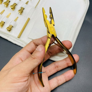 Pince à micro-perles professionnelle de haute qualité pour extensions de cheveux, plaquée or, logo personnalisé, acier inoxydable de qualité chirurgicale - Product Image 2