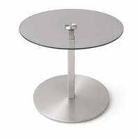 Table basse ronde moderne avec plateau en verre trempé et base en métal, meuble de salon minimaliste, facile à nettoyer