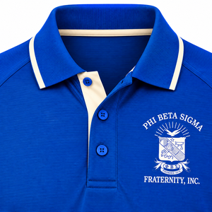 Polo Deportivo Phi Beta Sigma Dri Fit Azul Rey de Manga Corta con Cuello y Botones, para Golf y Uso Casual - Product Image 6