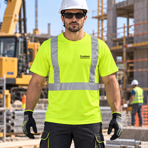 In Stock Custom Print <b>High</b> Visibility Long Sleeve Construction <b>Shirts</b> Dry Fit Hi <b>Vis</b> Men's Safety Work <b>T</b>-<b>shirts</b> with Pocket - Product Image 2