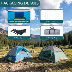 High Quality 2/4 Person <b>Camping</b> Dome Tent with Easy Setup Tent Fly Mesh Windows Skylights Lightweight and Portable - Product Image 4