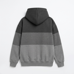 Sweat-shirt à capuche surdimensionné en molleton épais, bicolore gris personnalisé, style streetwear - Product Image 3