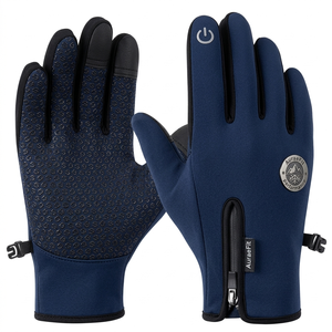 Gants de cyclisme coupe-vent tactiles imperméables antidérapants avec fermeture éclair pour sports d'hiver en plein air et entraînement physique OEM en gros - Product Image 1