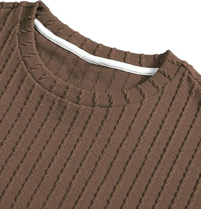 Men's Summer Casual <b>Knitted</b> T-Shirt <b>Set</b> Solid Color Crew Neck Breathable Shorts 2-Piece Outfit for Everyday Wear - Product Image 3