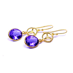 Boucles d'oreilles pendantes classiques en améthyste plaquées or pour femme, à porter au quotidien, serties en clos, forme goutte d'eau - Product Image 4