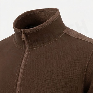 Survêtement marron pour homme, fermeture éclair intégrale, couleur unie, vêtements de sport décontractés avec poches latérales, coupe classique, vêtements d'automne - Product Image 4