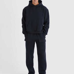 Conjunto Deportivo Informal para Hombre, con Capucha, Transpirable, de Forro Polar, Color Negro, Manga Larga, de Algodón, Corte Holgado, Cintura Elástica con Cordón Lateral - Product Image 4