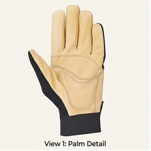 Gants de travail en cuir de chèvre de qualité supérieure, durables, pour la construction et la mécanique, paume rembourrée pour résistance aux vibrations, antidérapants - Product Image 2