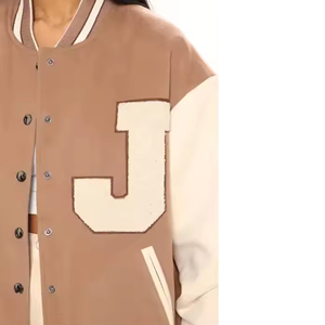 Custom Women's High-End Casual Hooded Baseball <b>Jacket</b> Loose <b>Varsity</b> Coat Thick Keep Warm Winter Use Front Logo Placement - Product Image 4