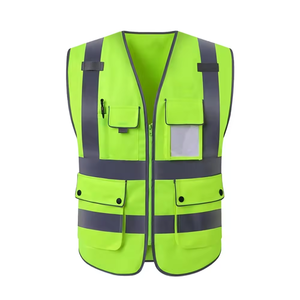 Chaleco de Seguridad Reflectante con Múltiples Bolsillos con Cremallera, Fluorescente, de Poliéster, Certificado CE, Resistente al Viento, para Trabajo de Construcción - Product Image 2