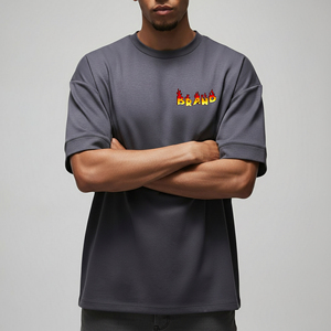 Camiseta Negra Extra Grande Personalizada OEM/ODM para Hombre, Hombros Caídos, Peso Pesado 180g, 100% Algodón, Color Sólido, Secado Rápido, Transpirable, Estilo Hip Hop - Product Image 6
