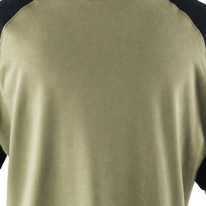 Camiseta Raglán Extra Grande para Hombre en Verde Oliva y Negro, Cuello Redondo, Algodón Suave, Estilo Urbano Informal - Product Image 5