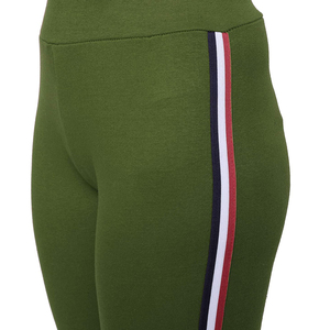 Conjunto Deportivo Verde Oliva para Mujer, Manga Larga, Cuello Redondo, Color Sólido, Transpirable, Algodón con Spandex, Estilo Casual, Ajustado, para Otoño - Product Image 5