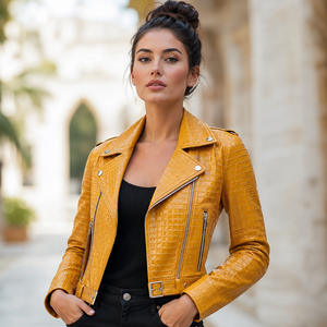 Leather Spot Women's Embossed <b>Vintage</b> Slim Fit Quilted <b>Motorcycle</b> <b>Jacket</b> | Eco-Friendly Winter with Silk Lining - Product Image 4