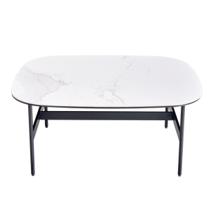 Tavolino da Caffè Moderno in Ceramica con Design a Trave Rocciosa per Soggiorno, Tavolo Basso Quadrato con Facile Montaggio - Product Image 6