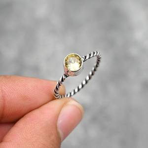 Citrine Gemstone Handmade 925 Sterling Silver Twisted Band <b>Ring</b> Single Stone Jewelry Gift - Product Image 5