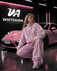 Conjunto Deportivo de Mujer con Capucha Rosa, Cierre de Cremallera Completo, Corte Holgado, Estilo Deportivo, Color Sólido, Material de Poliéster Transpirable - Product Image 3