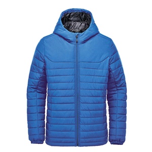 Unisex Solid Casual Blue Hooded Puffer <b>Jacket</b> Quilted Winter Coat Sherpa <b>Lined</b> Zip up Warm Outerwear for Outdoor Use - Product Image 1